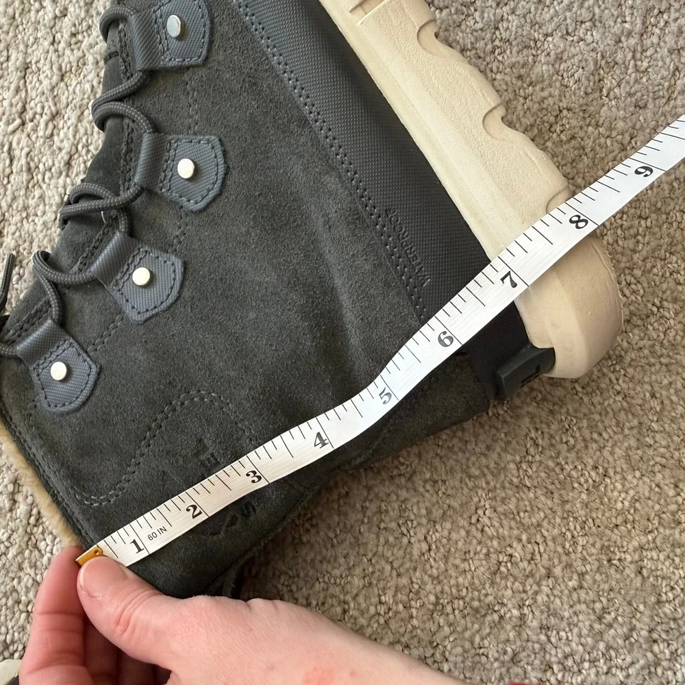 Sorel EXPLORER II JOAN WATERPROOF BOOTS Faux Fur WOMEN 10 GRILL FAWN LEATHER‎
